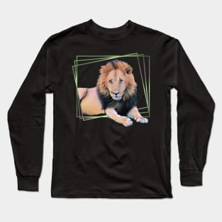 Lion drawing with graphic - big cat in Kenya / Africa Long Sleeve T-Shirt